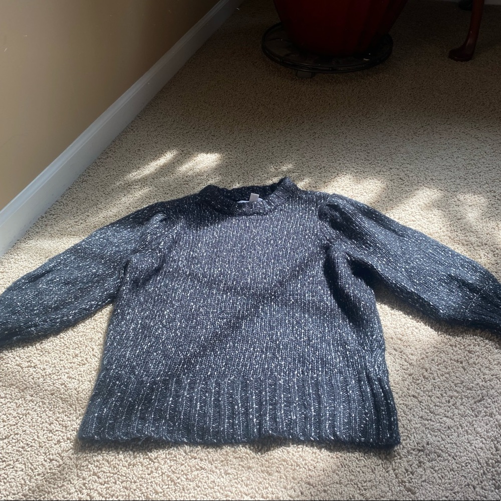 Popsugar cropped black sweater lantern sleeve